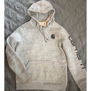 Carhartt Hoodie Women S Gray NWT Relaxed Fit Midweight Logo Sleeve Sweatshirt